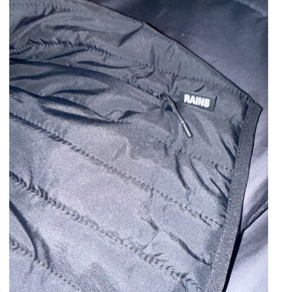 RAINS Banja Liner Bomber Jacket Black Quilted Padded Snap Front Women's Size M - Picture 8 of 10